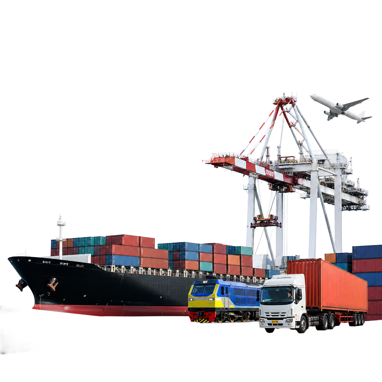 Port cranes and cargo ship